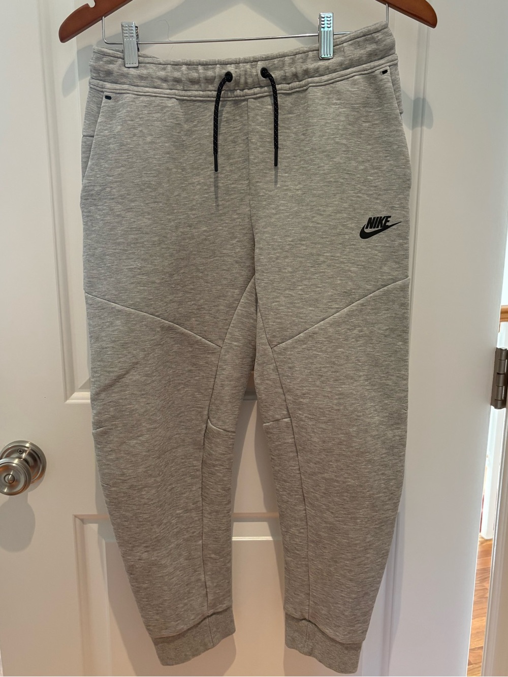 Boys Nike Light Gray Jogger Sweatpants with Black Logo